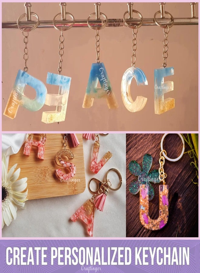 Craftinger DIY Alphabet Keychain Making Mould Kit Set with Glitter Colors, Mica and More - Image 5